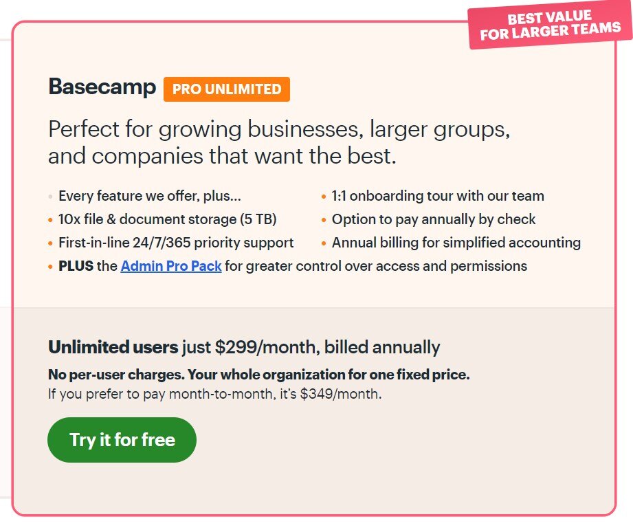 Basecamp pricing