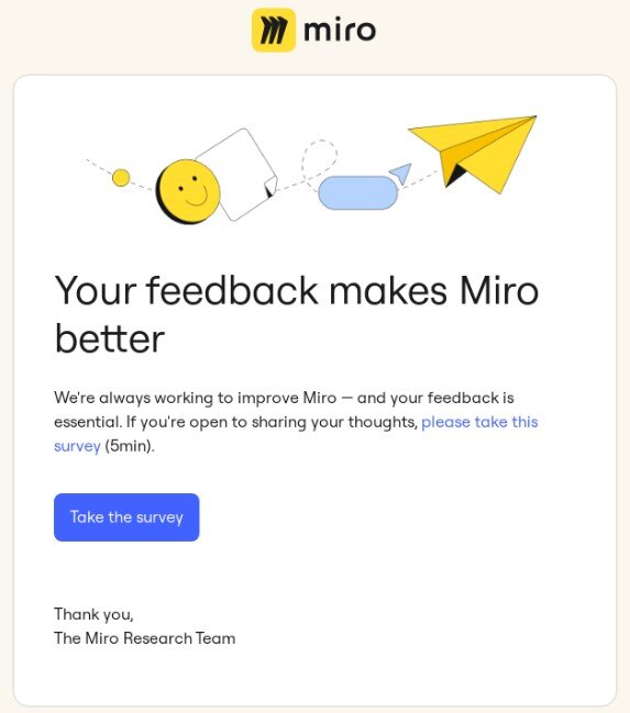 Miro feedback collection email