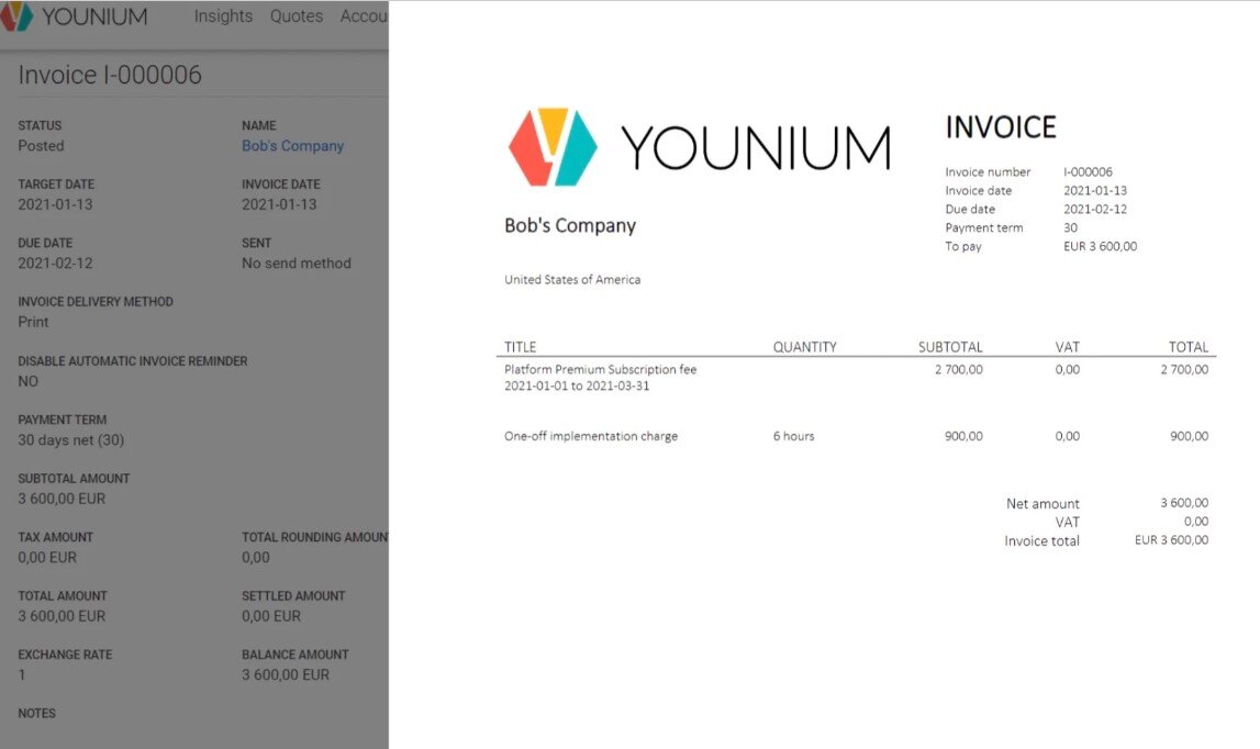 Younium consolidated invoices